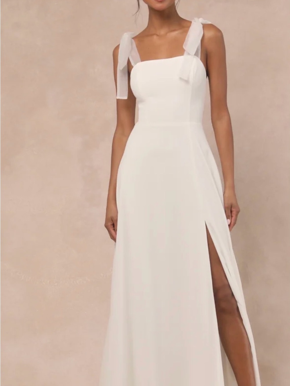 Lulus Radiant Romance White Tie-Strap Maxi Dress Size Small Bridal Wedding